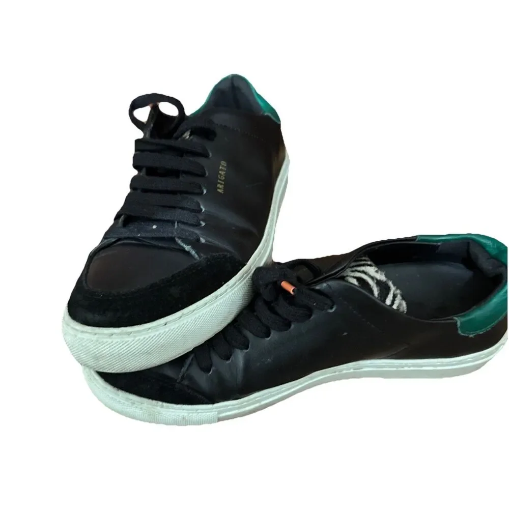 Chic‎ Axel Arigato Clean 90 Sneakers Black Green Real Fur Leather Sz 7.5